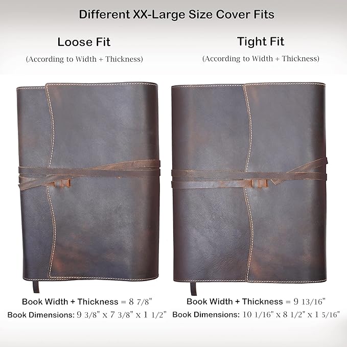 Hunter & Scribe Leather Book or Bible Cover for Men and Women - Handcrafted Genuine Top Grain Buffalo Leather - Christian Gifts - Extra Extra Large Vintage Leather Bible Cover