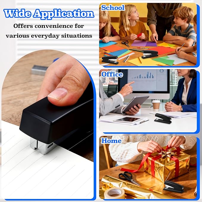 10 Pcs Staplers, Metal Desktop Staplers, Heavy Duty Office Stapler with 6000 Staples, 20 Sheet Capacity Standard Stapler for Home Desk Office(Black)
