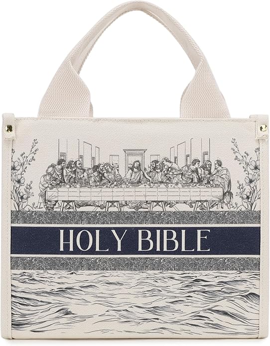 Holy Bible Cover for Women - Canvas Tote Bag Design, Bible Book Carrier Case for Teen Girls, Religious Gift