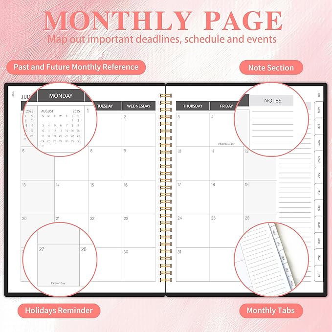 Academic Planner 2026, 8.5" x 11" Weekly & Monthly Calendar from Jan 2026 - June 2026, 6 Month Daily Planner with Tabs Elastic Closure, Ample Writing Space, Perfect for Office, Home and School