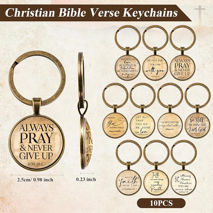 Gueevin 10 Sets Fathers Day Christian Gifts Bulk Bible Verse Pens Christian Religious Bookmarks and Bible Keychains Church Appreciation Gift for Graduation End of Year Teacher School (Black)