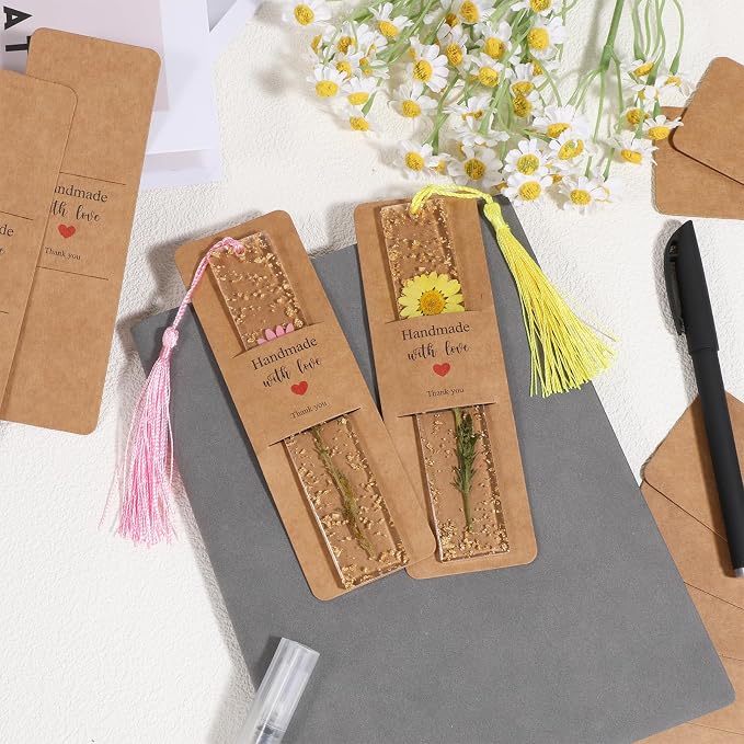 50Pcs Resin Bookmark Holder 6 x 2 Inches Bookmark Sleeves DIY Bookmarks Display Cards, Bookmarks Display Holder Set for Wrapping Small Business Packaging Supplies Party Favor