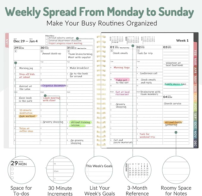 Appointment Book 2026 Planner, Forvencer Daily Weekly & Monthly Calendar Planner (Jan 2026-Dec 2026), 6" x 8", Hourly Agenda Book, 30 Minute Increments, Flexible Cover, Organizer Notebook, A5, Blue