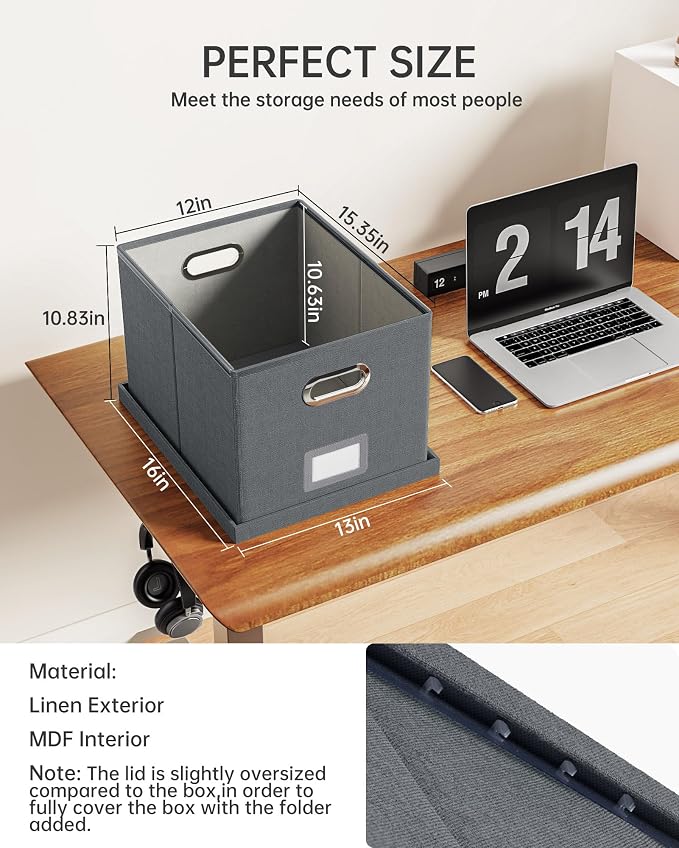 Oterri File Organizer, File Box, File Cabinet for Letter File Folder Storage, Hanging File Organizer for Office/Decor/Home,Document Organizer, 1 Pack,Dark-Gray-Box Only