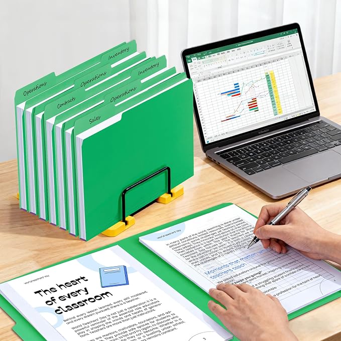 100-Pack Color File Folders, 1/3 Cut Tab, Letter Size Manilla Folder for School/Office/Classroom, Green