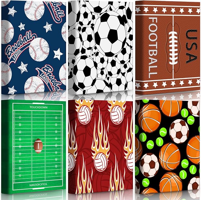 Fuyoooo 6 Pcs Stretchable Book Covers up to 9 x 11 Inches Nylon Fabric Jumbo Book Sleeves Washable Durable Reusable Cover Protector for Hardcover Textbooks Notebook(Ball Pattern)