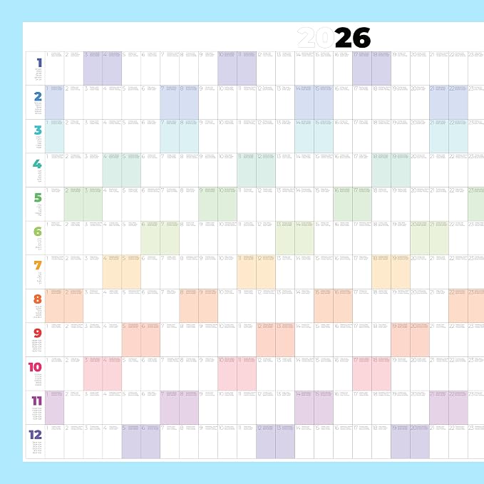 PACKLIST® 2026 Yearly Wall Calendar – Large 33" x 24" Full Year Poster Planner – Extra-Thick 170 GSM Paper – 12-Month Annual Organizer for Family, Office & Academic Planning – Plastic-Free
