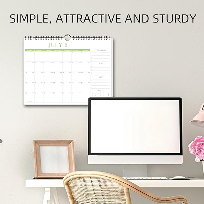 Aesthetic Wall Calendar 2026, 12 Monthly Horizontal Calendar January 2026 to December 2026, 14.5" x 11.5" Modern Wall Hanging Calendar for School, Home, Office for Monthly Organizing & Planning