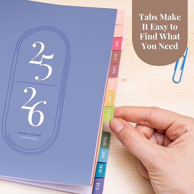 Rileys Academic Planner 2025-2026, Daily, Weekly & Monthly Planner, July 2025 - June 2026, Student Notes Pages, Twin-Wire Binding, Weekly Agenda for School & Work (8 x 6-Inches, Blue)