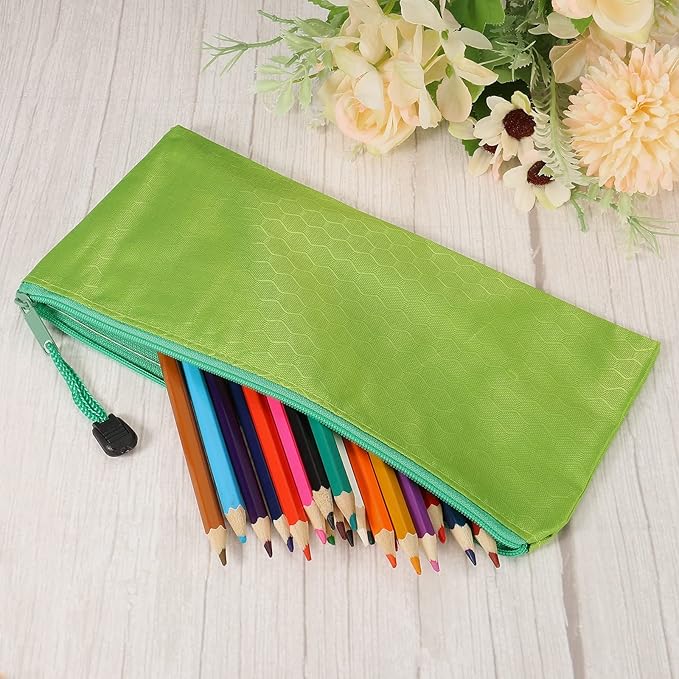 PATIKIL Waterproof Zipper File Bags, 10 Pack A6 Size Document Pocket Storage Organizer Pouch for Travel Office Supply, Green