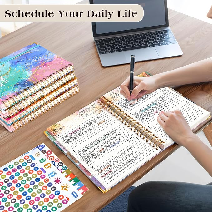 Planner 2026-2027, 18 Months Weekly and Monthly Daily Planner from January 2026 - June 2027, 8.5" x 11" A4 Large Hardcover Agenda Organizer Book 2026 with Tabs, Spiral Yearly Calendar Planners for School Work Home, Pink Blue Marble