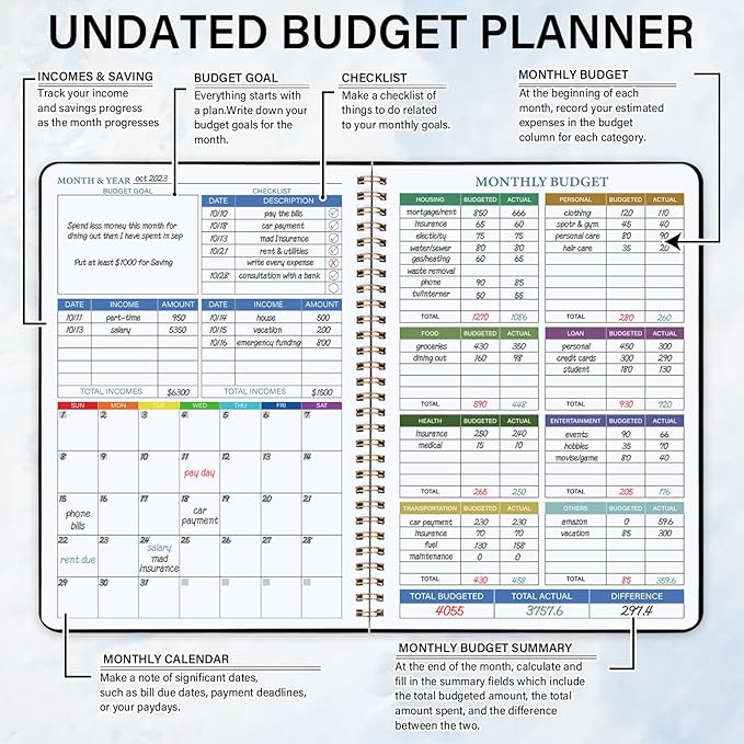 Budget Planner - Monthly Financial Planner Organizer with Expense Budget Book/Expense Tracker Notebook/Accounting Book to Manage Your Money Effectively, Start Anytime, A5(5.8" * 8.2") Black Golden