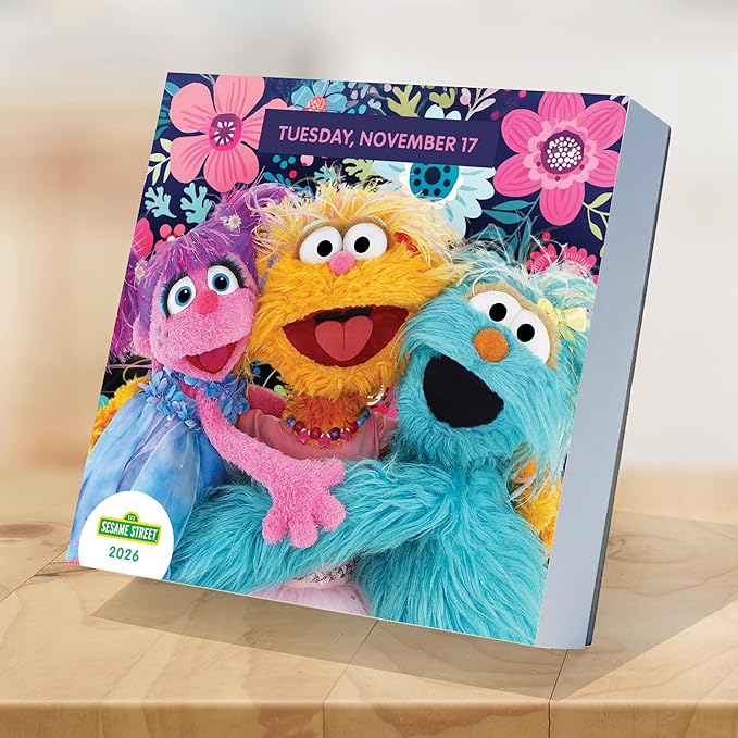 TF Publishing 2026 Sesame Street Daily Desktop Calendar - Home and Office Organization - Small Desk Calendar 2026 with Full-Color Tear-Off Pages and Standing Cardboard Easel - 5.25in x 5.25in