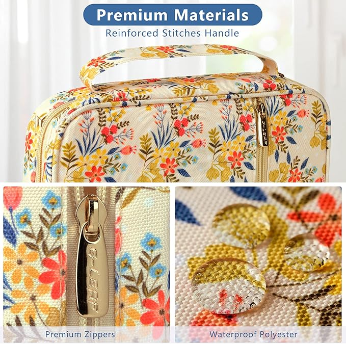 G-LEAF Bible Cover Case/Book Cover, Bible Case for Women Girls, Bible Cover Bags Floral Pattern With Handle Fits for Standard Size Bible, 9.5x6.7x2.5 In
