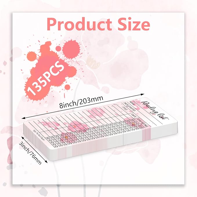 80pcs Bookmark Reading List Library Card Book Tracker Notecards for Student Lover Prize Teacher School Bookworm Accessories Pink