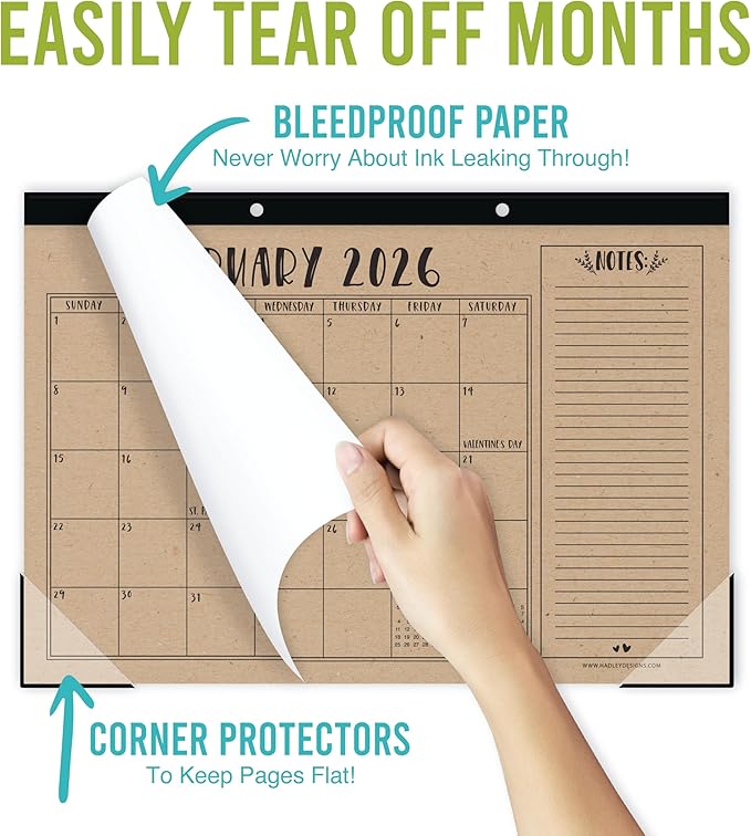Hadley Designs Large Teacher Desk Calendar 2026-2027 - Desktop Calendar 2026, 18-Month Desk Calendars for Home, Office & Classroom, Cute Classroom Must Haves, Teacher Appreciation Gifts