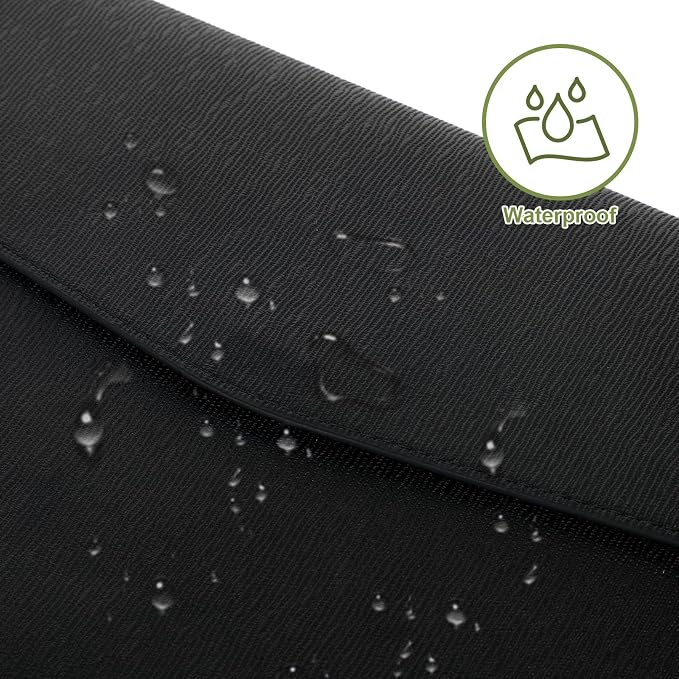 COMNICO Document File Folder, 1Pcs PU Leather A4 Envelope Folder Expanding File Organizer Waterproof Portfolio Black Storage Case with Invisible Magnetic Closure