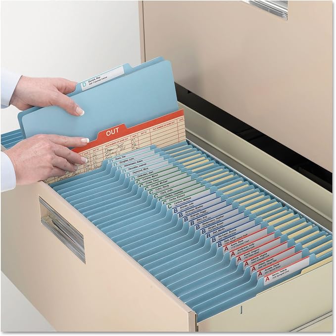 Smead Classification Folder with Prongs, 2 Dividers, 2" Fasteners, Letter Size, for Documents Organization, Durable File Organizer for Home, School or Office, Blue (14001)