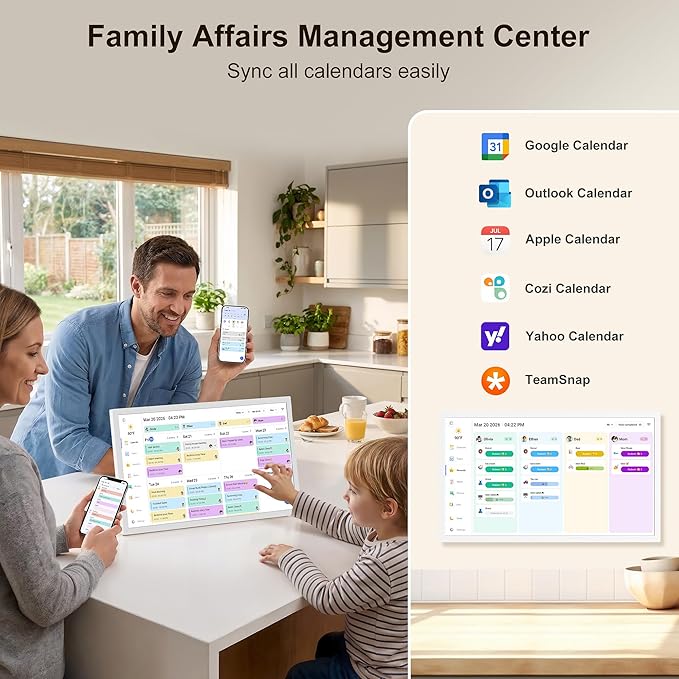 Digital Calendar – 27 Inch Electronic Wall Calendar & Chore Chart, Smart Family Organizer with Interactive Touchscreen Display, Wall Mount in Portrait or Landscape, Gifts for Women Men, Gifts for Mom Dad
