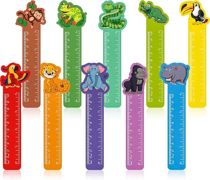 Frienda 50 Pieces Cute Animals Bookmarks Ruler for Kids Jungle Animal Farmhouse Teacher Prizes Book Markers Students Jungle Animal Party Favor, 10 Styles(Safari Jungle Animal)
