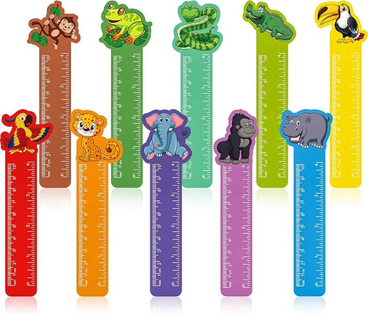 Frienda 50 Pieces Cute Animals Bookmarks Ruler for Kids Jungle Animal Farmhouse Teacher Prizes Book Markers Students Jungle Animal Party Favor, 10 Styles(Safari Jungle Animal)