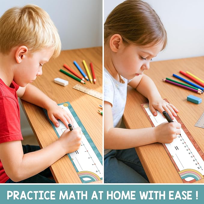 26 Pack Boho Groovy Number Line Dry Erase Boards Cards, 14"x4", Double-Sided, 0-10 on One Side & 0-20 on Other Side, Math Manipulatives for Student, Education Classroom Must Haves