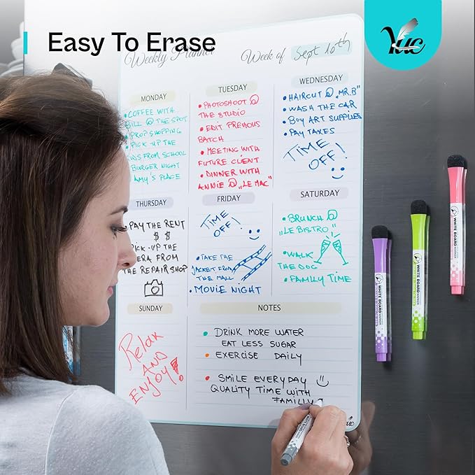 17x12 inch Dry Erase Whiteboard - Magnetic Fridge Calendar - White Board Calendar for Refrigerator