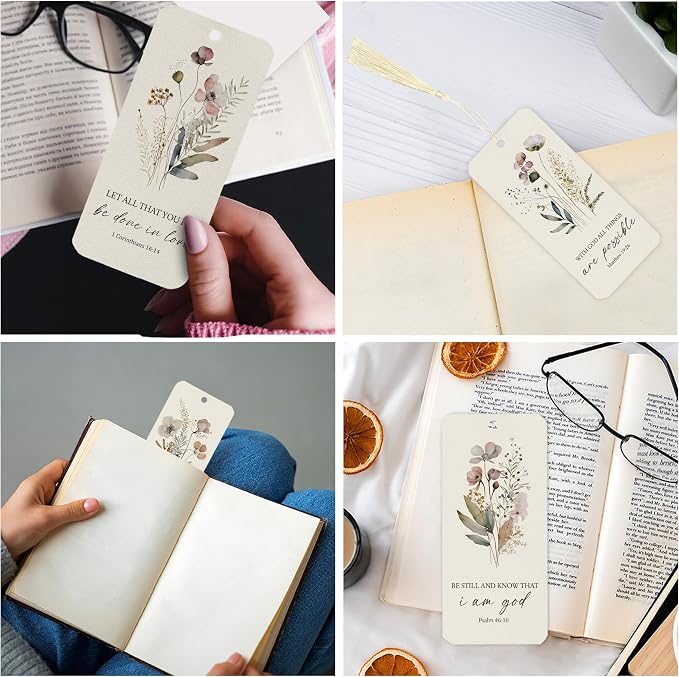 Bible Verse Christian Bookmarks, 10 PCS Religious Christian Jesus Bible Paper Bookmark Book Markers Gifts for Women Men Reading Book Lovers Bookish Friends Adults Faith with Tassels