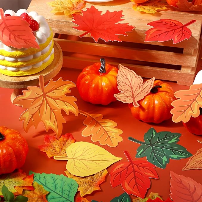 Cholemy 108 Pcs Maple Leaves Cutouts Fall Classroom Decorations Autumn Bulletin Board Decor Paper Fall Leaves Cutouts Crafts for Kids Thanksgiving Holiday School Wall Home Supplies, 9 Styles