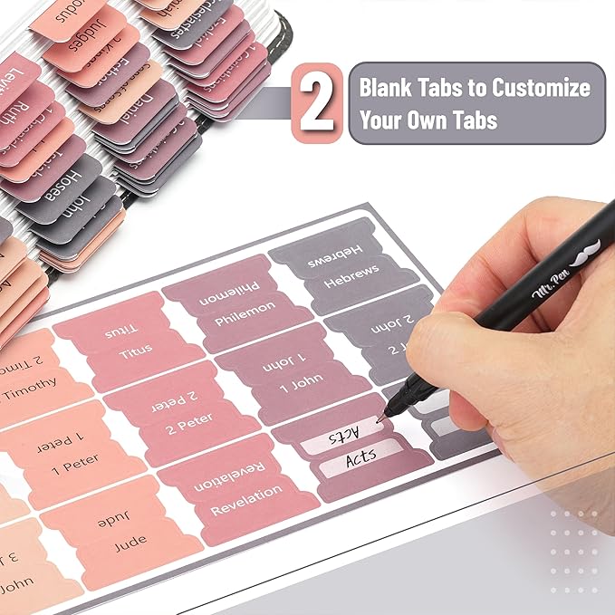 Mr. Pen- Bible Tabs, 75 Tabs, Sunset Shades, Vintage, Laminated Bible Tabs for Women and Men, Bible Tabs for Study Bible, Bible Index Tabs, Bible Book Tabs, Bible Labels Tabs, Mr Pen Bible Tabs