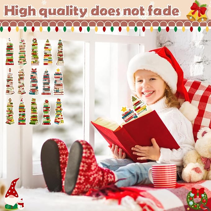 Kolldenn 150 Pcs Book Tracker Bookmarks Bulk 6.3 x 1.97 Inch Bookshelf Love to Read Bookmarks Paper Tracking Double Sided Reading Page Markers for Back to School Reading Lover(Christmas)