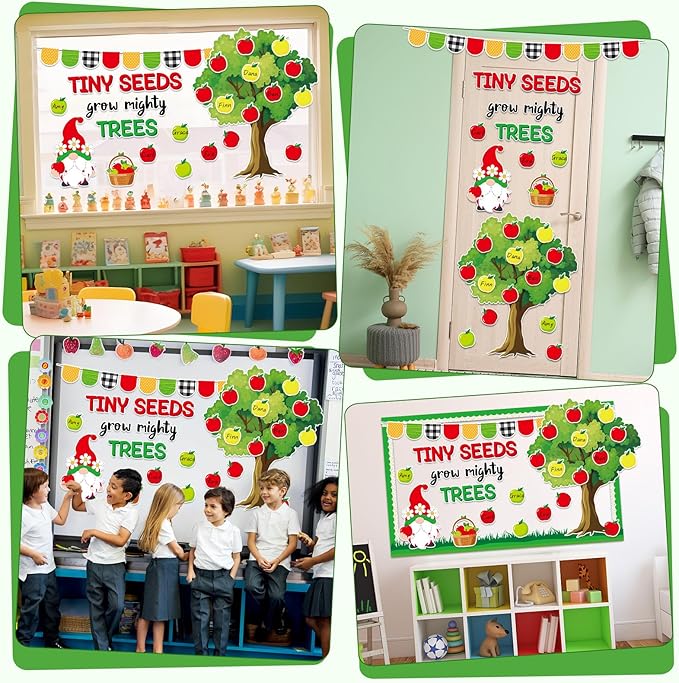 Apple Tree Bulletin Board Inspirational First Day of School Spring Classroom Trees Bulletin Board Decoration Growth Tree Writable Apple Paper Cutout for Religion Chalkboard Decor Wall Door Supplies