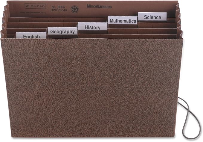 Smead School Subject File Organizer, Flap and Elastic Cord Closure, 6 Pockets, Letter Size, Redrope (70540)