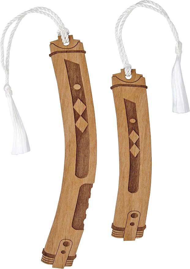 Two Pack - Star Wars Ahsoka Tano Rebels Lightsaber Bookmarks - Laser Engraved - Made in The USA - Wood Book Mark with White Tassel
