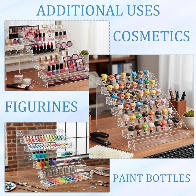 2 Pack Christmas 7 Tier Washi Tape Organizer, Clear Plastic Washi Tape Storage Rack, Assembly Storage Holder Dispenser Desk Accessories Display Caddy for Art Craft Supplies