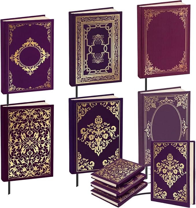 Gilprop 6 Pack Vintage Book Cover 9 x 11 in Jumbo Stretchable Book Cover for Most Hardcover Fabric Reusable Washable Protective Covers for Textbooks(Vintage Purple)