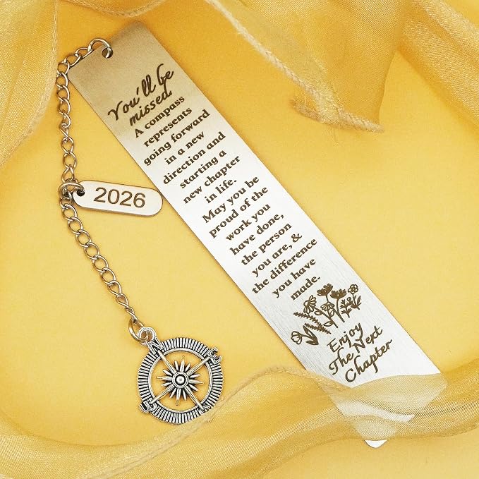 Coworker Leaving Gifts for Women Men Going Away Farewell Goodbye Gift for Coworkers 2026 Retirement Gift Compass Bookmark You Will Be Missed for Friends Boss Teacher Nurse Work Bestie