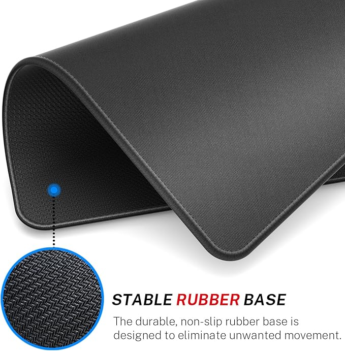 MROCO Essential Office & Gaming Mouse Pad, 30% Larger, 8.5” x 11” in, Black | Anti-Fray Stitched Edges, Premium Textured Surface, Non-Slip Rubber Base, Water and Stain Resistant Protection