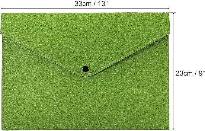 PATIKIL File Bag Felt Folder 2 Pack A4 Envelope Document Storage Pouch Organizer for Office Business, Blue Green