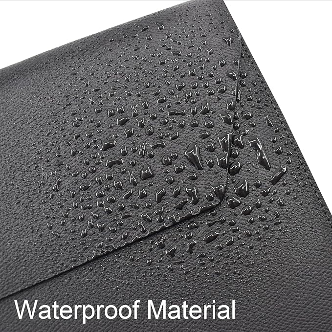 VANRA Expanding File Folder Organizer PU Leather Document Holder File Pocket Envelope Portfolio Bag with Hand Strap and Magnetic Closure for A4 Letter Size Paper (Black)