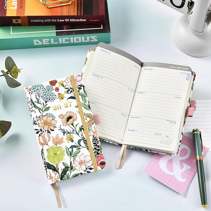 2026-2027 Pocket Planner/Calendar - July 2026 - June 2027, Pocket Calendar 2026-2027, Academic Planner, Weekly Monthly Planner, 6.3''×3.8'', Pen Loop, Pocket, 2 Book Marks, Elastic Closure, Note Pages