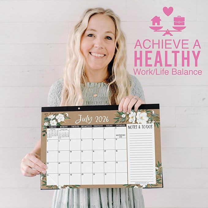 Hadley Designs Large Teacher Desk Calendar 2026-2027 - Desktop Calendar 2026, 18-Month Desk Calendars for Home, Office & Classroom, Cute Classroom Must Haves, Teacher Appreciation Gifts