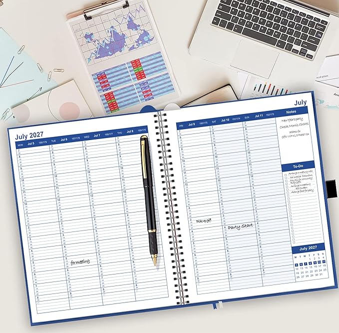 Hourly Planner 2026-2027 by StriveZen, January 2026 - July 2027, Weekly Appointment Book, Daily Scheduling Calendar, Medical, Business, 15 minutes, Pockets, Large, HARDCOVER, 8.5x11