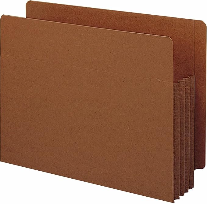Smead End Tab Extra Wide TUFF® Pocket, Reinforced Straight-Cut Tab, 3-1/2" Expansion, Extra Wide Letter Size (10, Redrope)