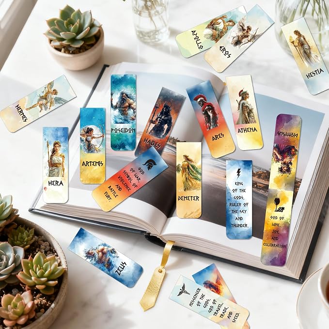 Greek Mythology Magnetic Bookmark Gift - Wxiben 30 Pcs Olympians Gods Bookmarks for Reading Ancient Greek Olympians Book Marks Page Magnets Marker Clip Gift for Book Lovers Students Teacher Bookish