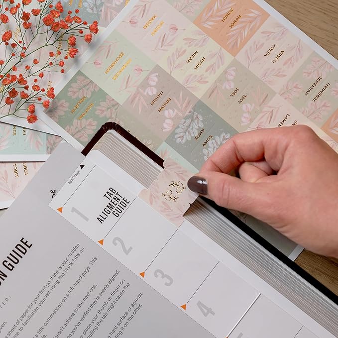 Floral Boho Bible Book Tabs – 100 Soft-Touch, Laminated Bible Tabs for KJV & Niv Bible – Durable Tabs for Bibles – Protestant & Catholic Bible Tabs Large Print – Pink Nlt Bible Tabs for Women & Men