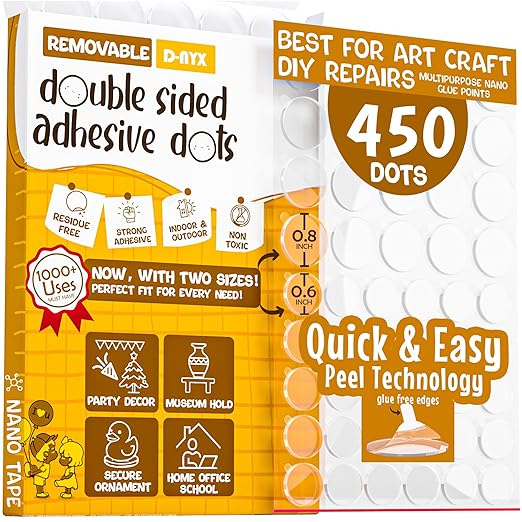 Double Sided Tape Sticky Dot Stickers 280, 350, 450, 550 or 700 Pack Removable Putty No Trace Clear Sticky Tack Waterproof Small Stickers for Festival Decoration Picture (450 Sticky Dots)