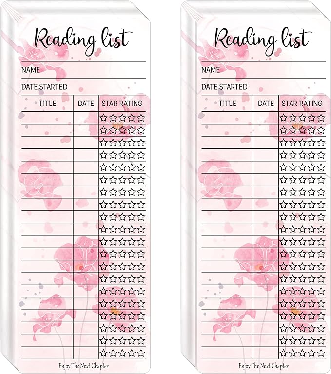 80pcs Bookmark Reading List Library Card Book Tracker Notecards for Student Lover Prize Teacher School Bookworm Accessories Pink