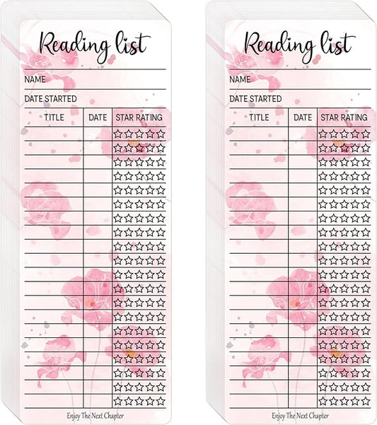 80pcs Bookmark Reading List Library Card Book Tracker Notecards for Student Lover Prize Teacher School Bookworm Accessories Pink