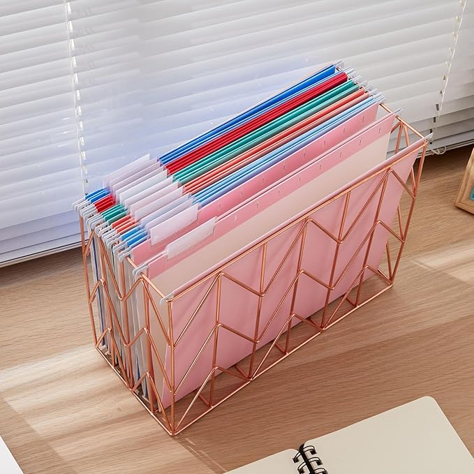 12 Pack Hanging File Folder Letter Size Reinforced Hanging Folders with 1/5-Cut Adjustable Tabs File Folders for Filing Cabinet Organizer for Office Home,Vitality Color
